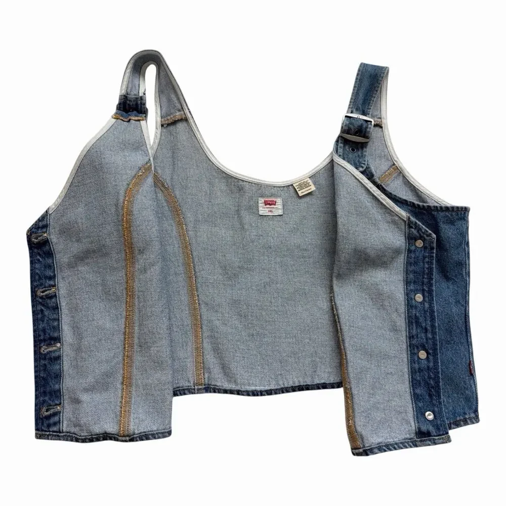 Levi's Charlie Denim Crop Top Women XXL Blue Slim Fit 100% Cotton Cowgirl Casual - Picture 11 of 13